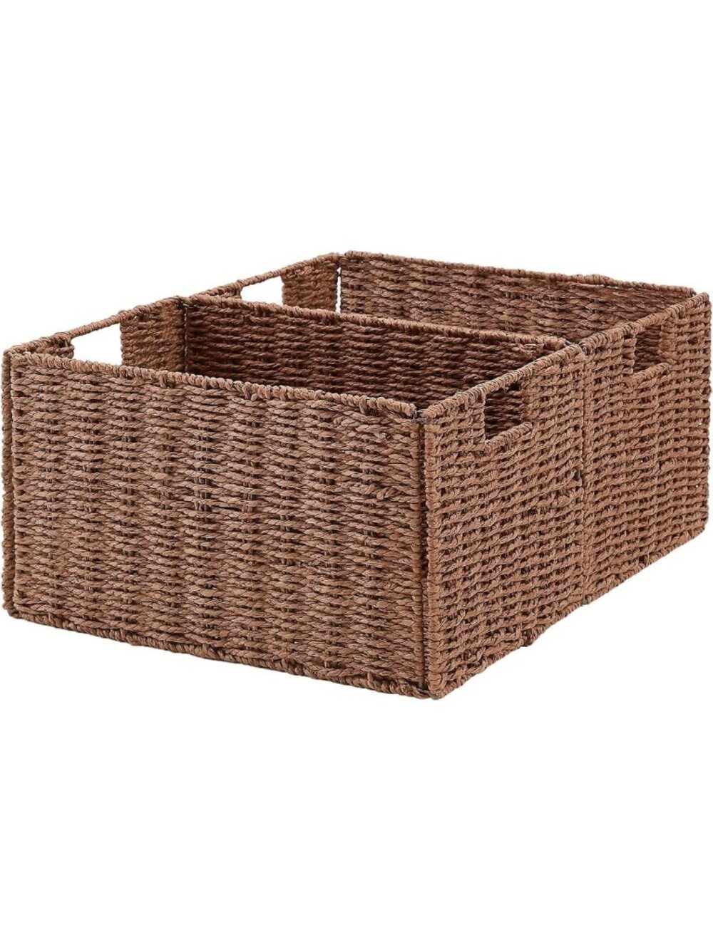 Set of 2 Large Wicker Storage Baskets for Organizing Home Decor - Brown
